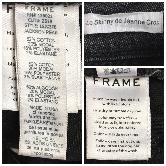 FRAME Le Skinny de Jeanne Crop Denim Jeans in Jackson Peak Black Gray Wash 26 - Picture 11 of 17
